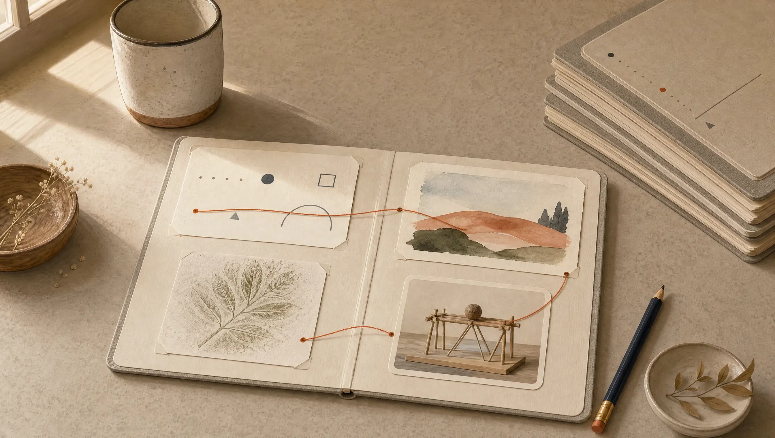 Selected homeschool work samples arranged in a simple portfolio