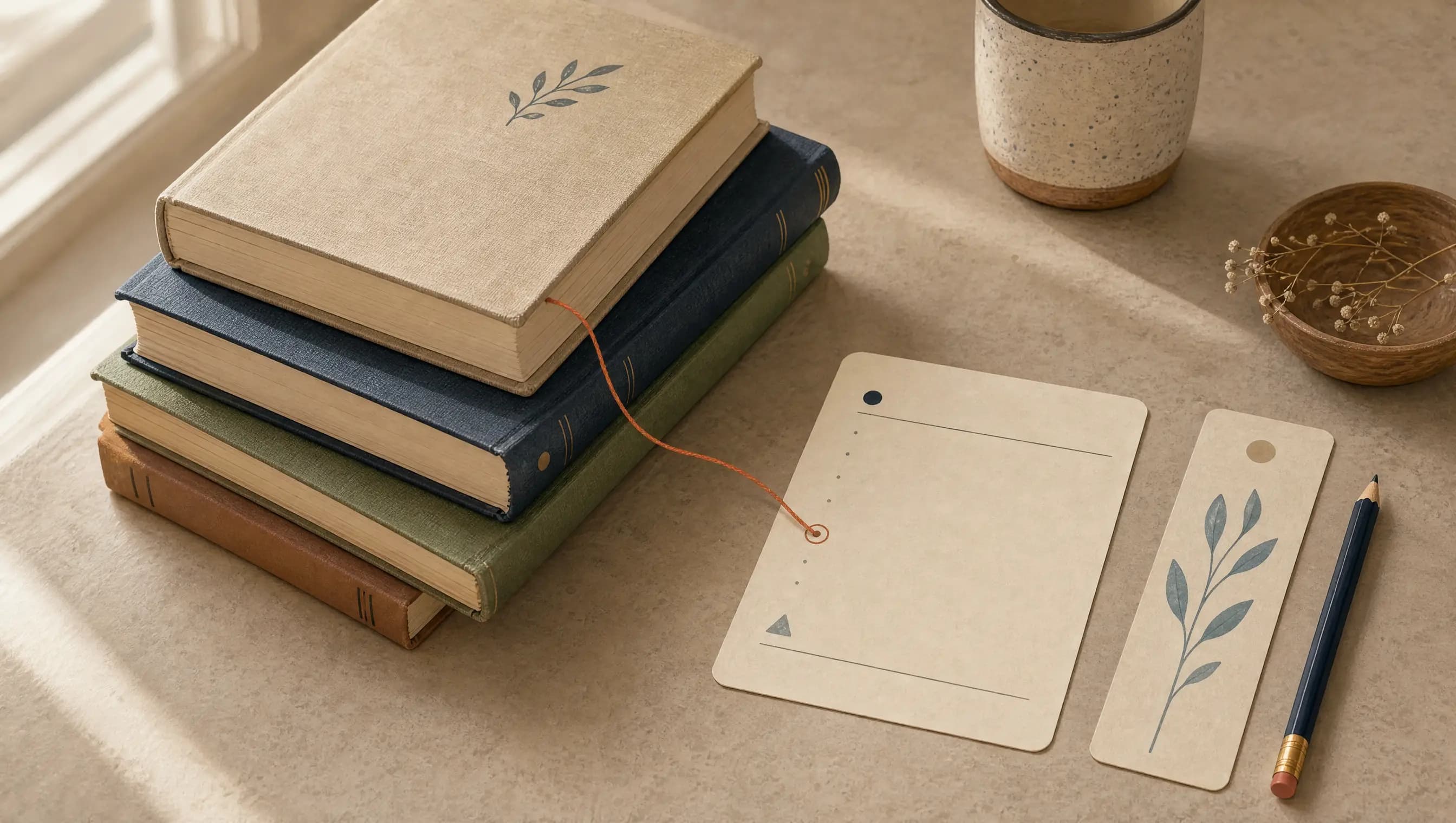 A short reading log beside a stack of library books