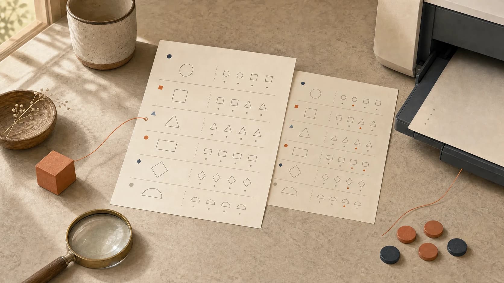A parent checking a generated worksheet and answer key before printing
