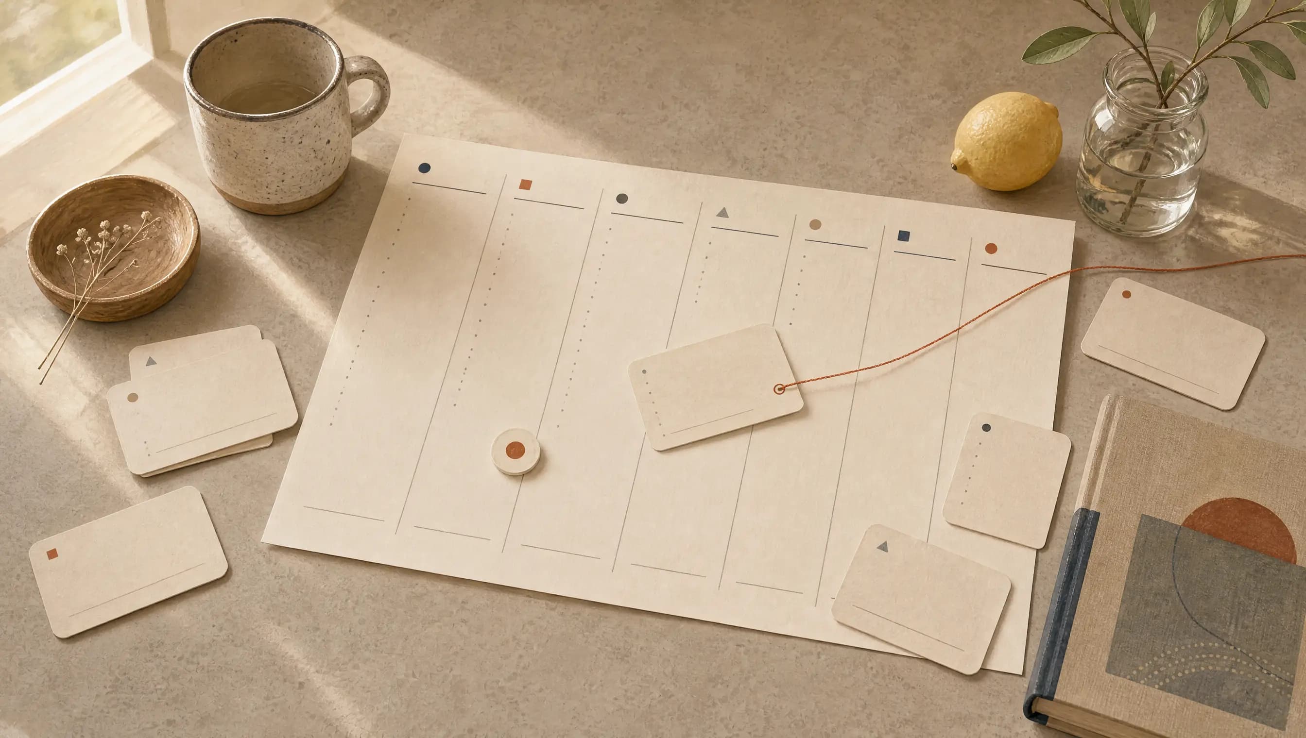 A homeschool week with a few fixed anchors and movable activity cards