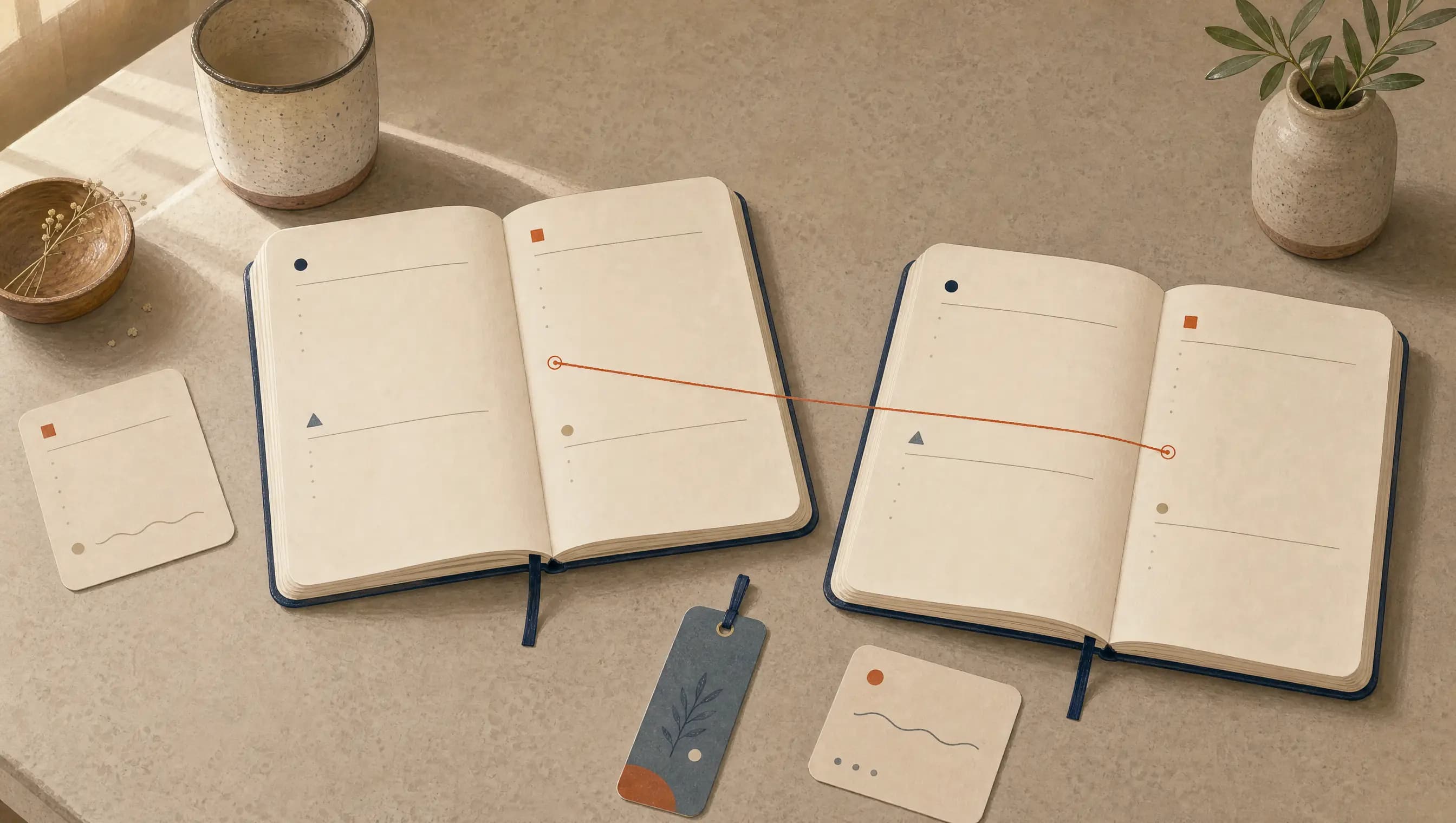 Two dated reading notes comparing similar passages and the help used
